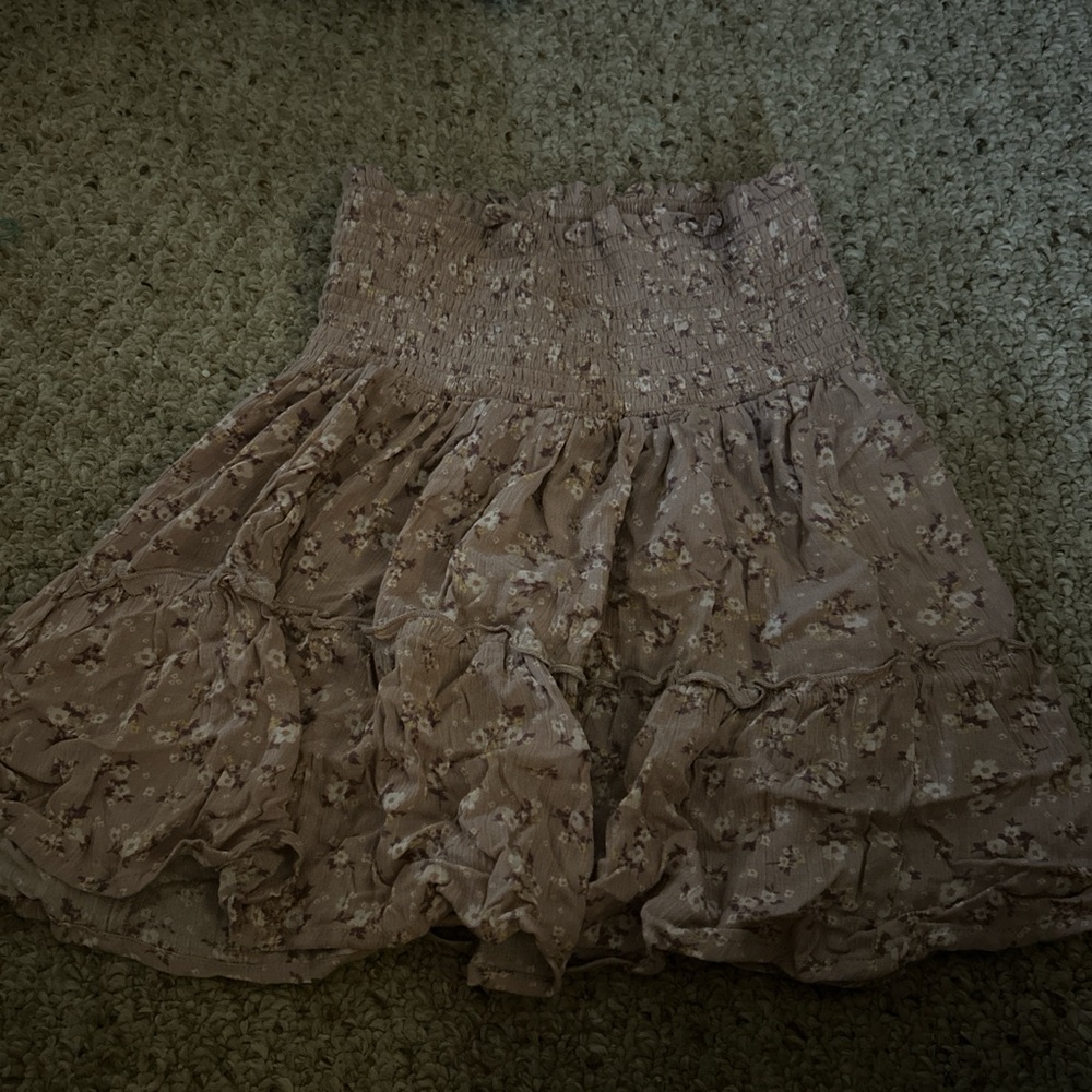 SHEIN Floral Beige Mini Skirt